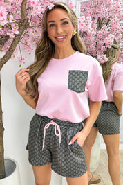 Inspired pocket comfy co-ord - Lollypop roze