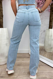 Denim stripe wide leg jeans RD2937 - Jeans blue