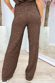 Lovely paillets pants - Bruin
