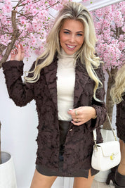 Chic franje blazer - Bruin