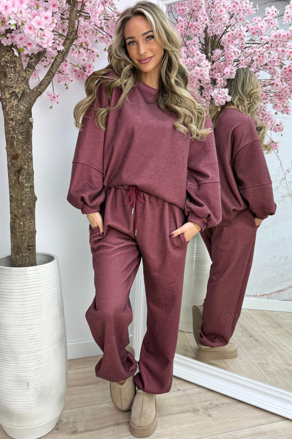 Keep me warm comfy co-ord - Bordeaux