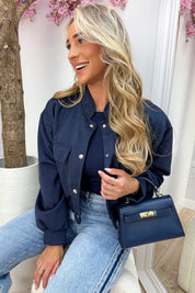 Suede look bomber - Navy