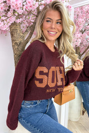 Woven soho knitted trui - Bordeaux