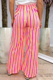 Striped flowy pants - Fuchsia