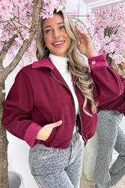 Corduroy vilt bomber - Dk. rood