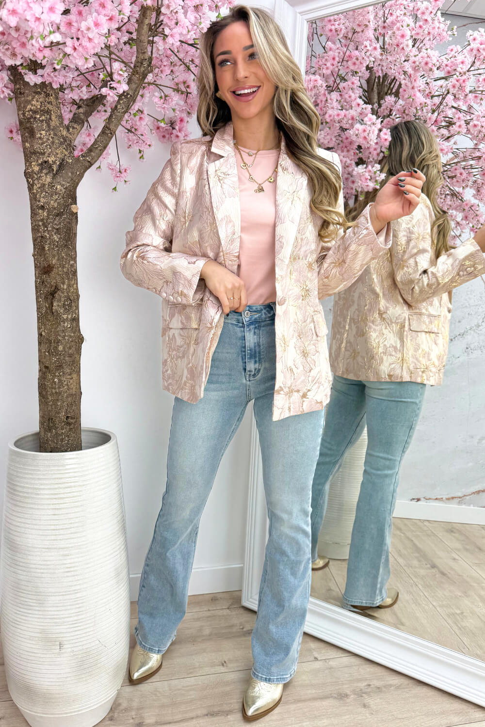 Golden blossom blazer - Lollypop roze