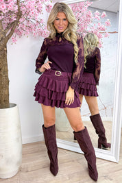 Knot your basic lace top - Bordeaux