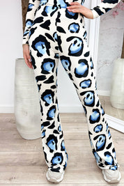 Big leopard travel flair pants - Blauw