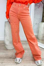 Orange power wide leg jeans - Oranje