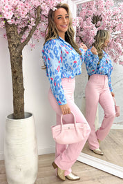 Leopard chic blouse - Sky blue