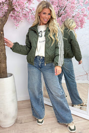 Puffy striped bomber - Groen