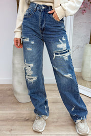Midnight ripped straight leg jeans - Jeans blue