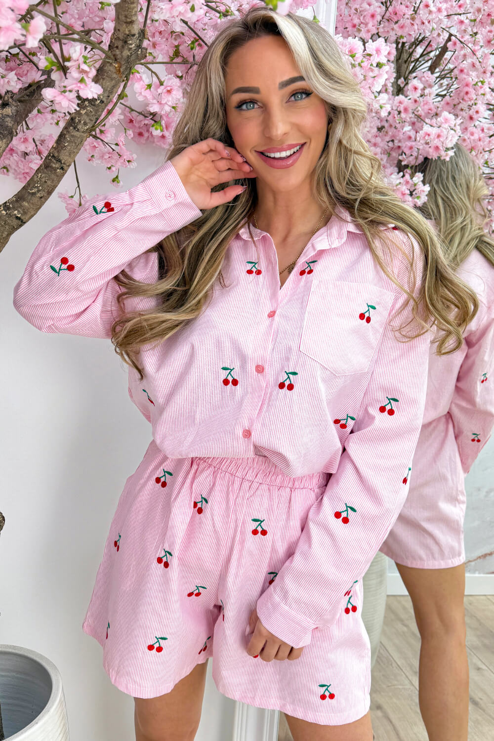 Cherry on top stripe co-ord - Roze