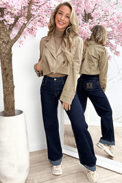 Cropped cotton trenchcoat - Taupe