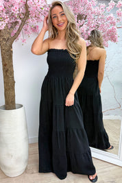 Valencia cotton dress - Zwart