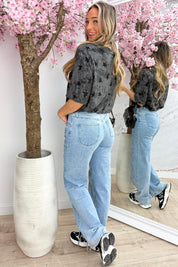 Destroyed star T-shirt - Dk. grijs