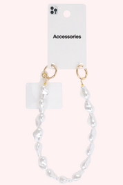 Pearl charm phone cord - Wit
