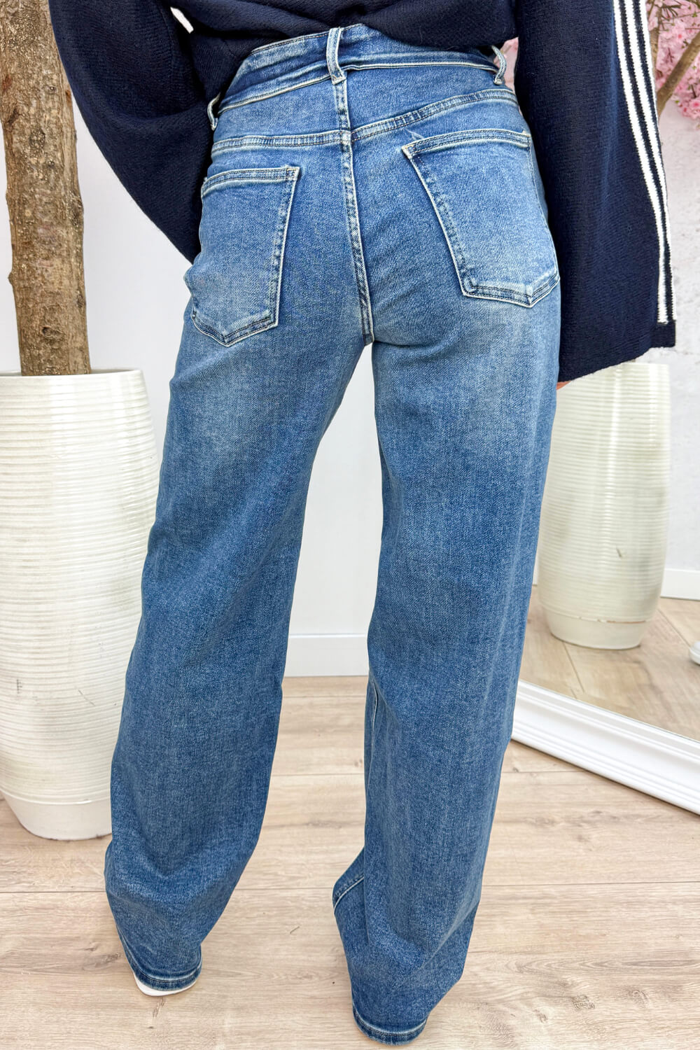 Fold over full length jeans - Jeans blue