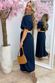 Monaco maxi dress (Incl. riem) - Navy