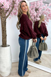 Feeling frosty cable trui - Bordeaux