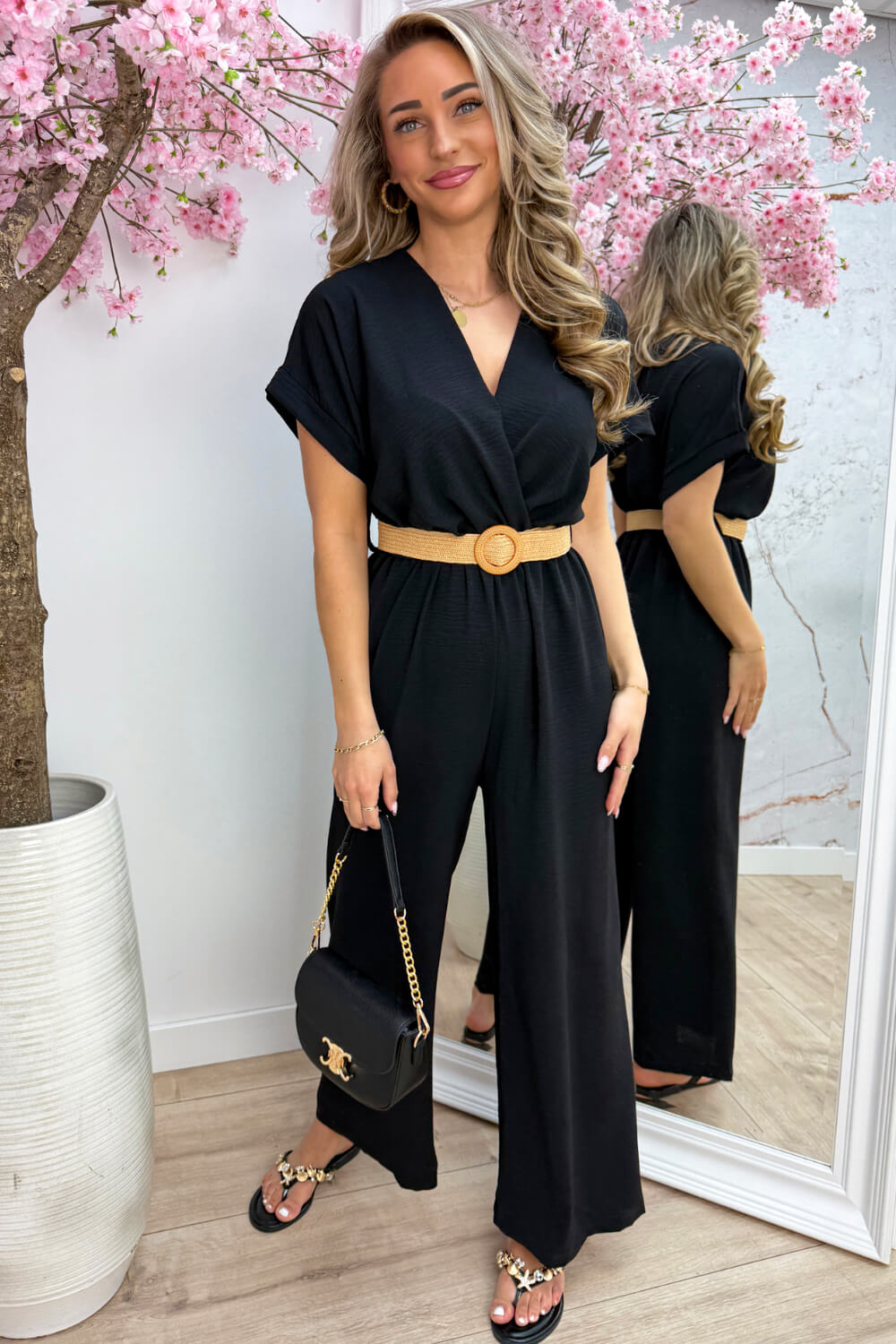 Portofino jumpsuit (Incl. riem) - Zwart
