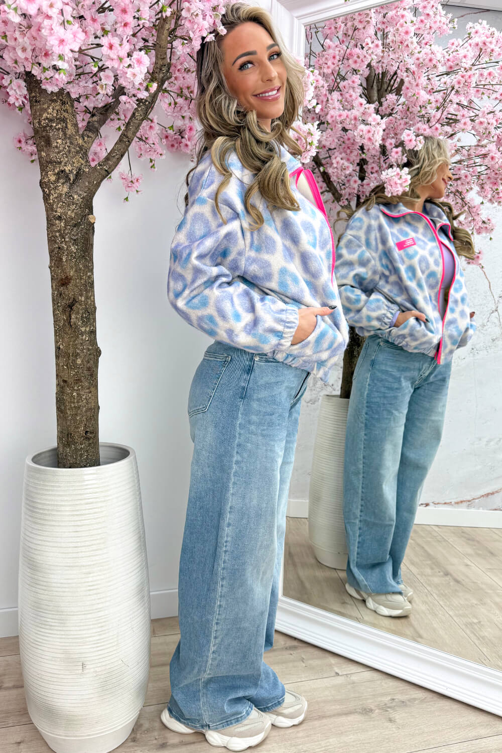 Leopard embleem vilt jacket - Lila