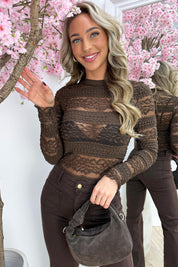 Laced in details topje - Bruin