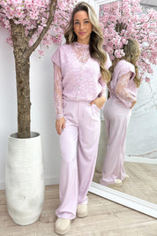 Layered lace topje - Roze