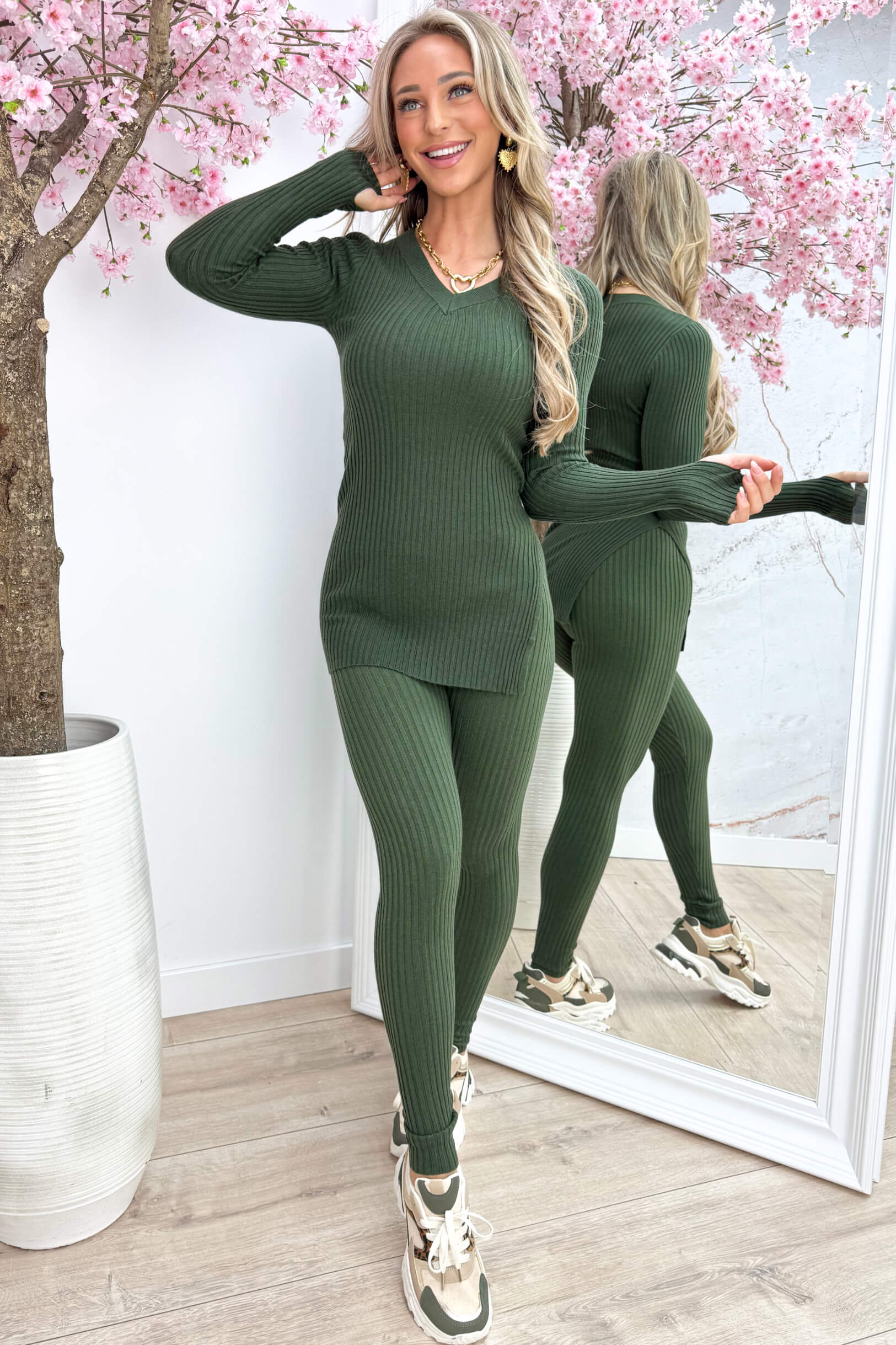 Ribbed comfy co-ord - Army