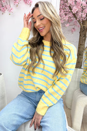 Happy stripes trui - Geel