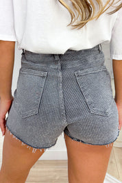 Diamond damaged denim skort - Dk. grijs