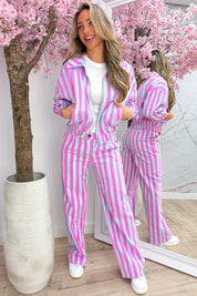 Striped straight leg jeans - Sky blue