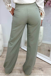 Basic button pantalon - Olijf