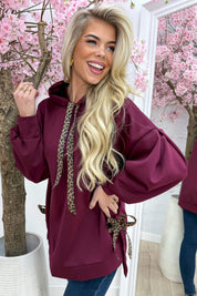 Leopard bow hoodie - Bordeaux