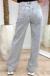 Studs everywhere straight leg jeans - Lt. grijs