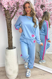 Perfectly embleem comfy co-ord - Sky blue