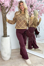 Aztec paillet trui - Oker