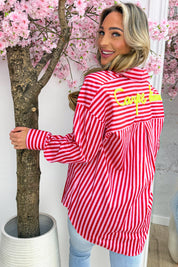 Carpe diem stripe blouse - Rood