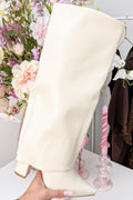 Leather look chic overlap heels - Beige