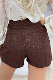 Happy tweed paillet skort - Bruin