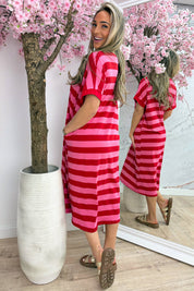Comfy stripe dress - Rood