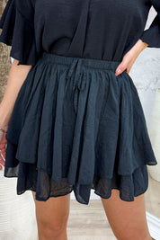 Flirty layered skort - Zwart