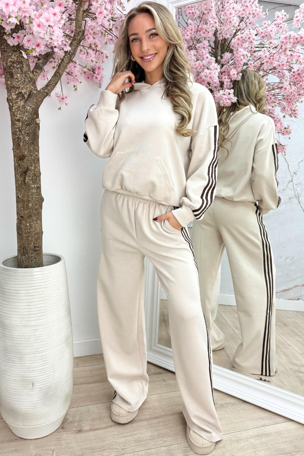 Triple stripes comfy co-ord - Beige