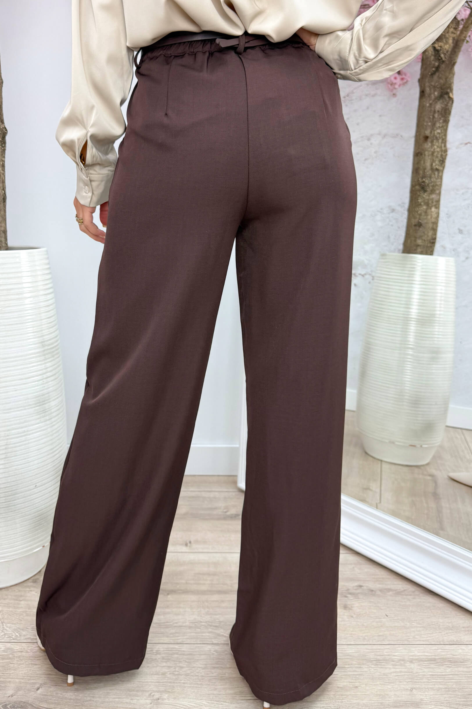 Boss babe belted pantalon - Bruin