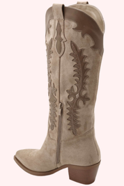 Desert dream suede look cowboy boots - Taupe