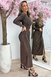 Diamond draped maxi dress - Bruin