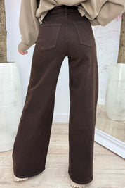 Choco wide leg jeans - Bruin