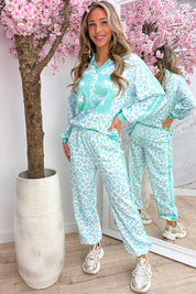 Striped leopard comfy co-ord - Mint