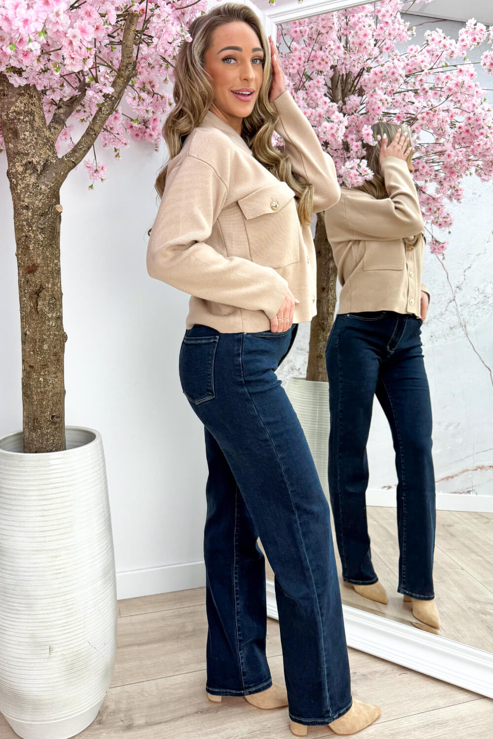 Timeless gold button topje - Camel