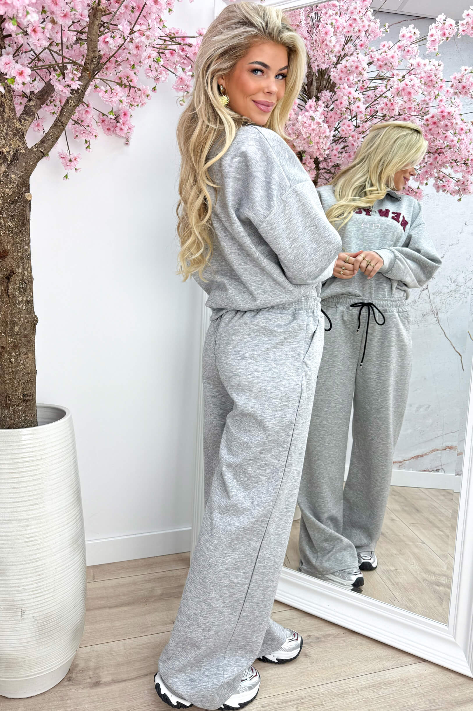 New york zipper comfy co-ord - Lt. grijs